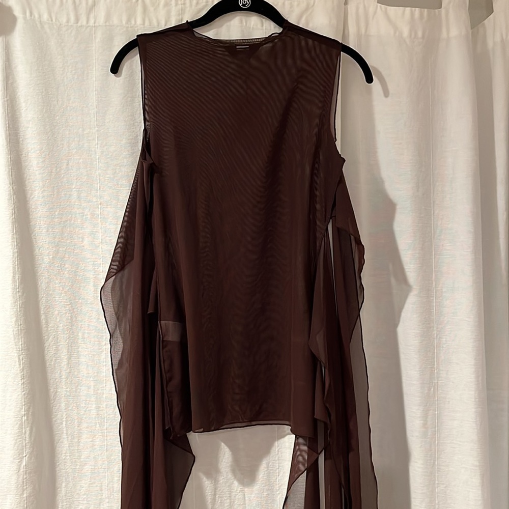 Kim Shui Brown Wrap Top - Picture 11 of 16